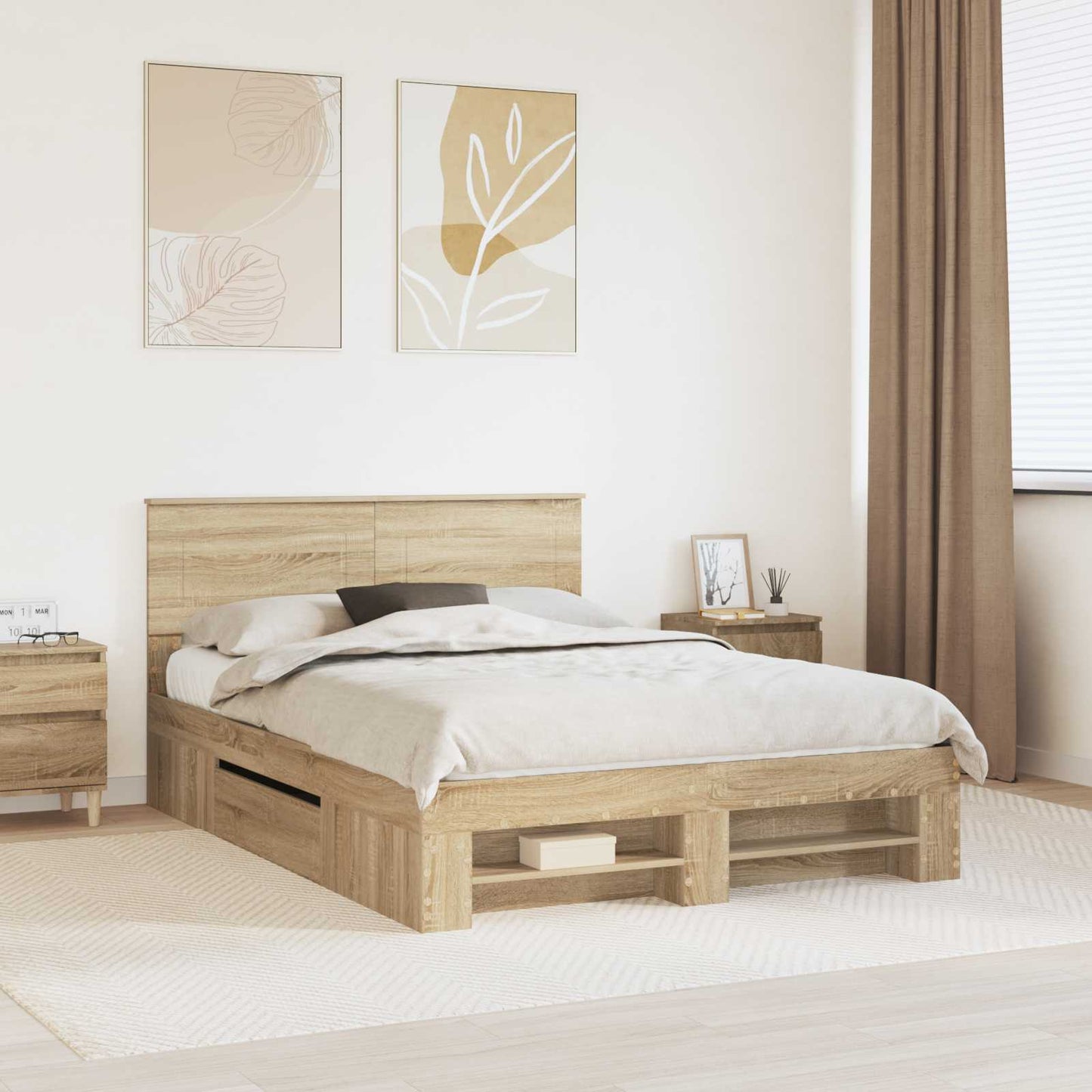 Struttura del letto con testiera Rovere Sonoma 150 x 200 cm