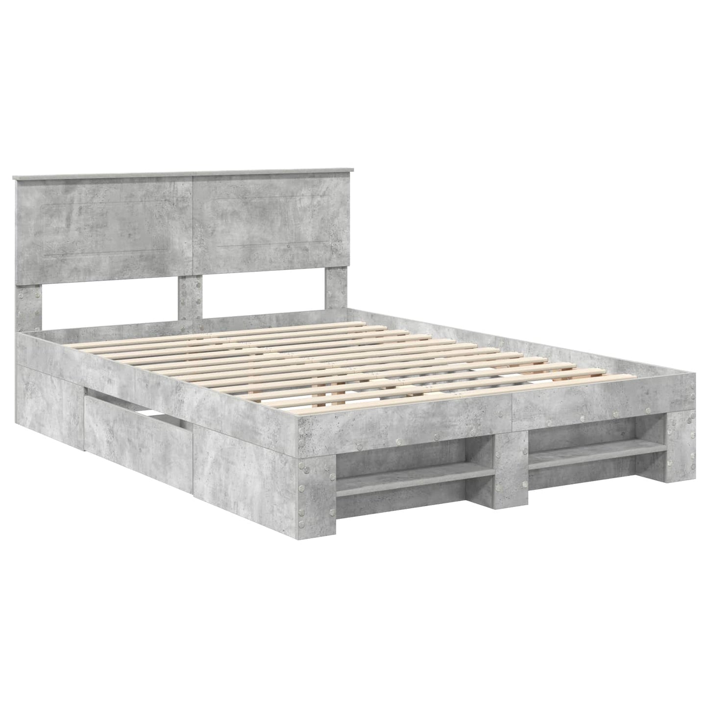 Struttura del letto con testiera Grigio cemento 150 x 200 cm