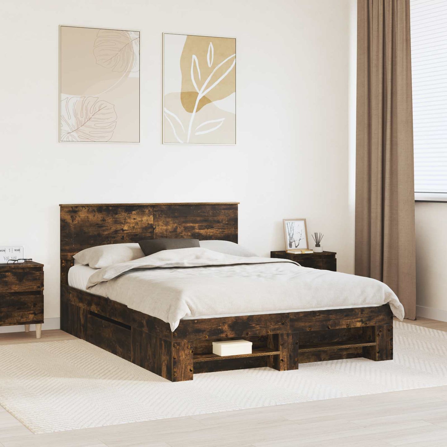 Struttura del letto Rovere fumé 140 x 200 cm Legno multistrato