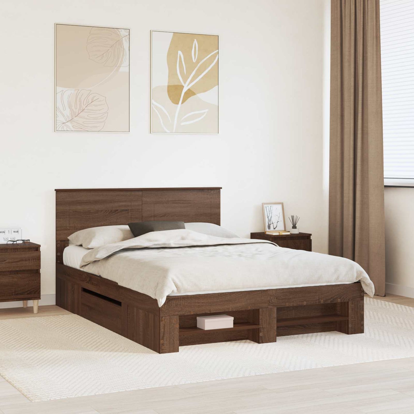 Struttura del letto con testiera Rovere Marrone 140 x 200 cm