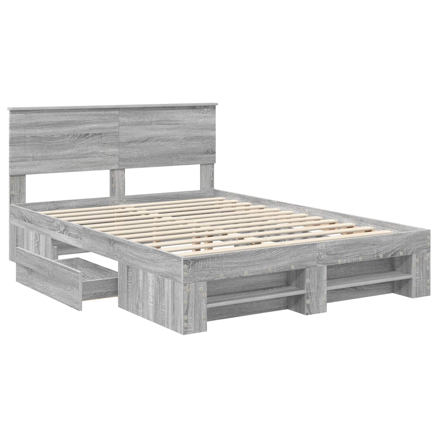 Struttura del letto con testiera Grigio Sonoma 140 x 200 cm