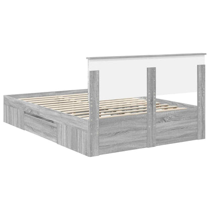Struttura del letto con testiera Grigio Sonoma 140 x 200 cm | homemem39