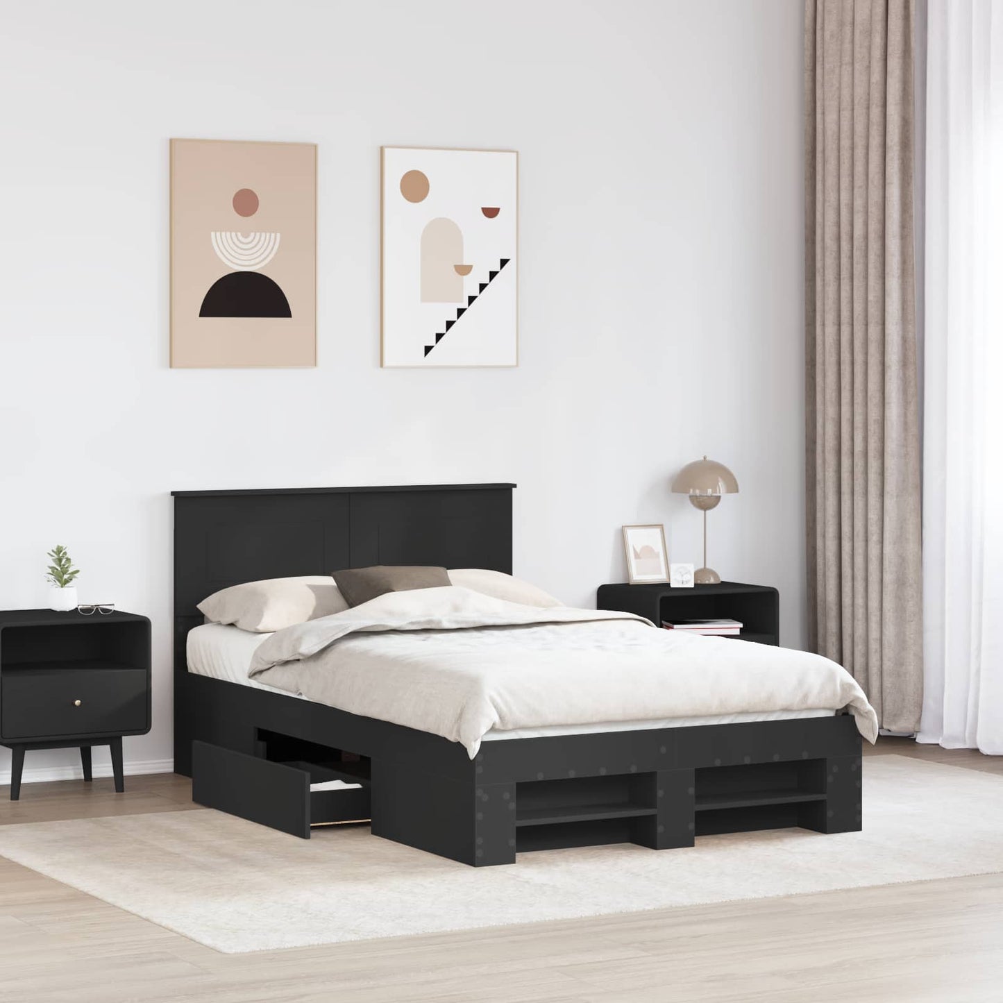 Struttura del letto Nero 137 x 203 cm Legno multistrato