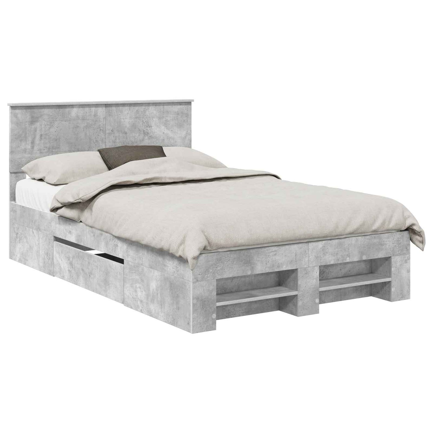 Struttura del letto con testiera Grigio cemento 137 x 203 cm