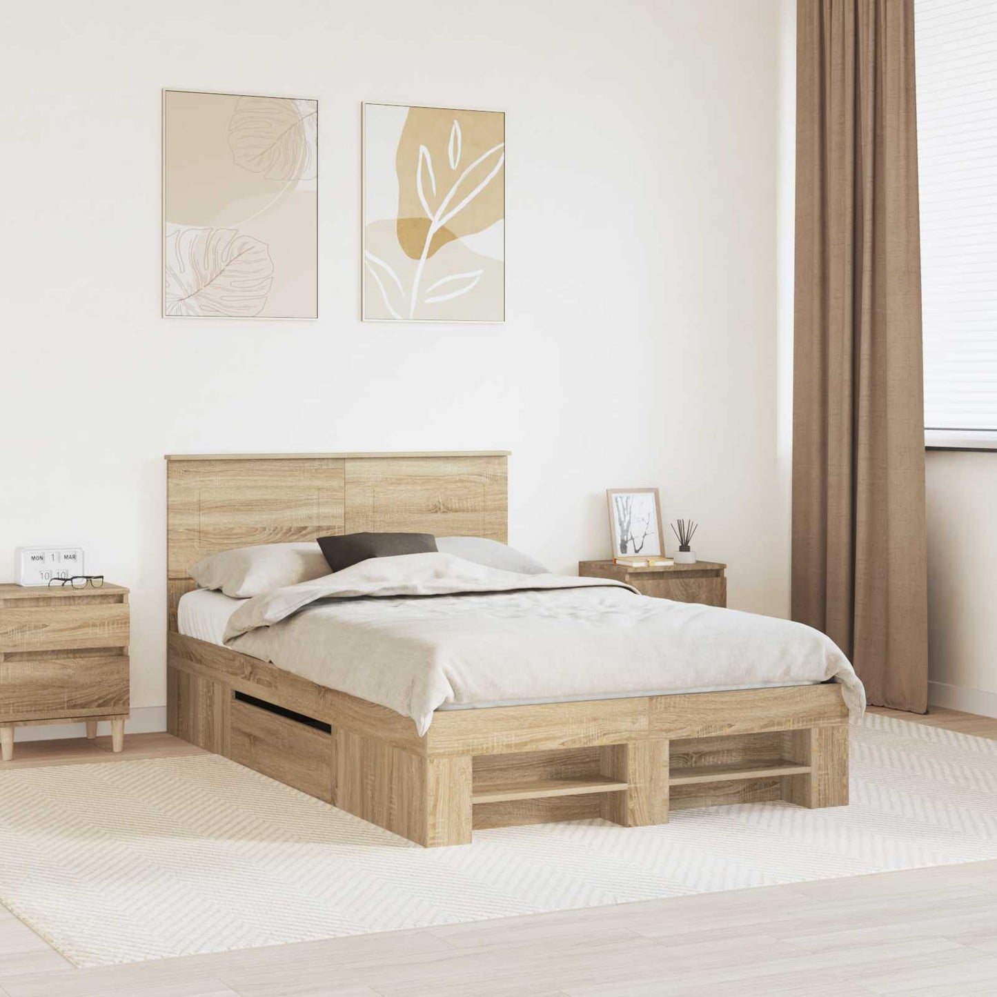 Struttura del letto con testiera Rovere Sonoma 120 x 200 cm | homemem39