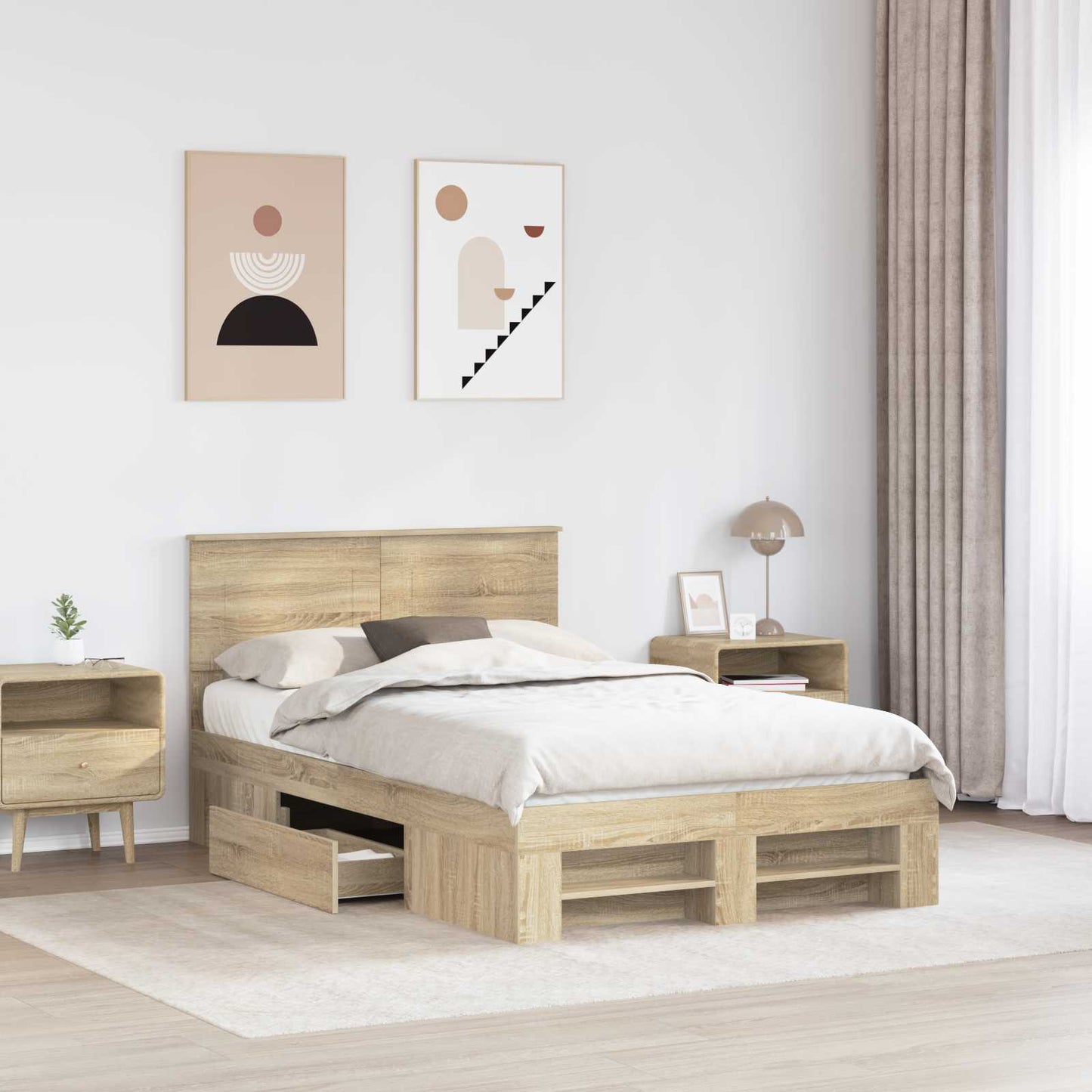 Struttura del letto con testiera Rovere Sonoma 120 x 200 cm | homemem39