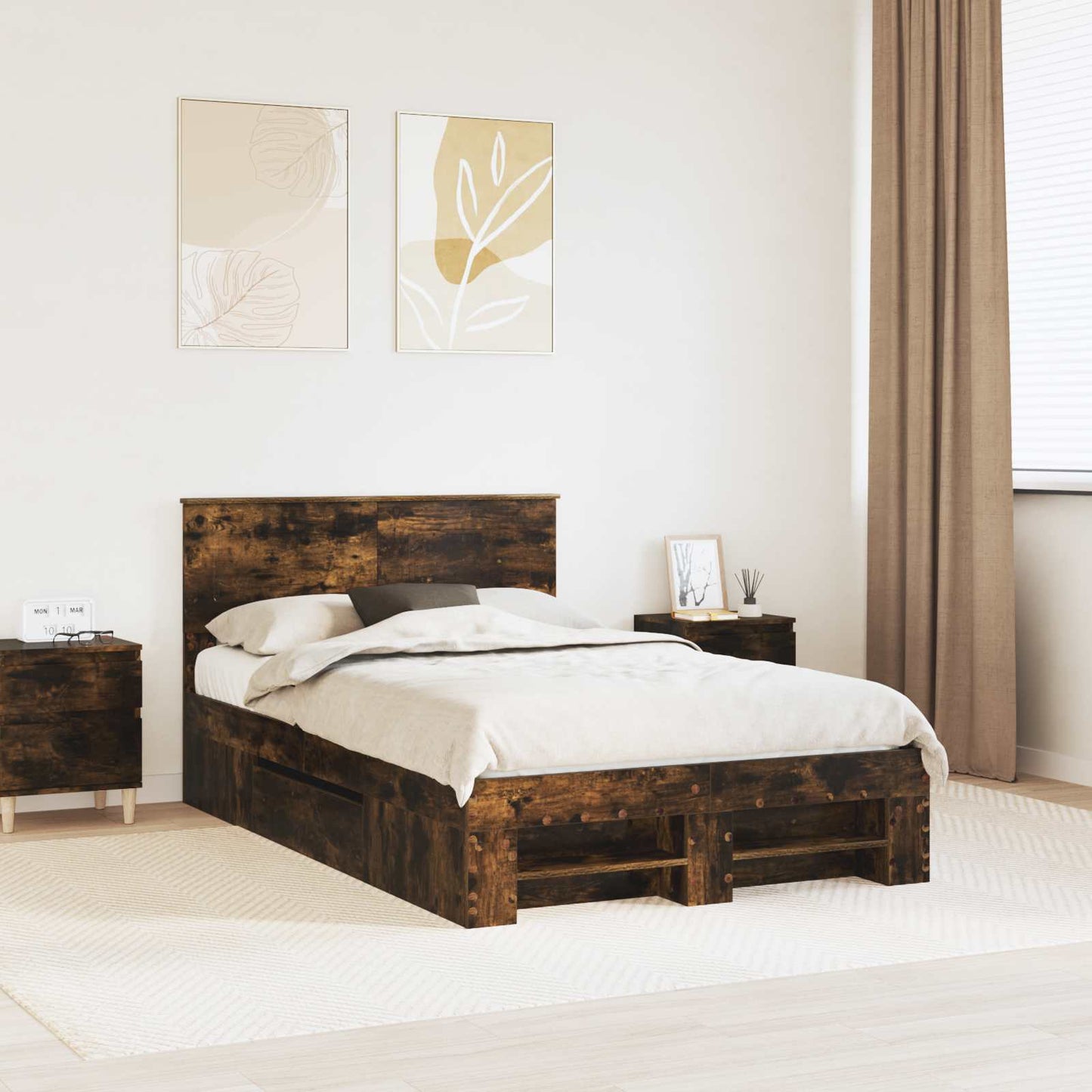 Struttura del letto Rovere fumé 120 x 200 cm Legno multistrato | homemem39