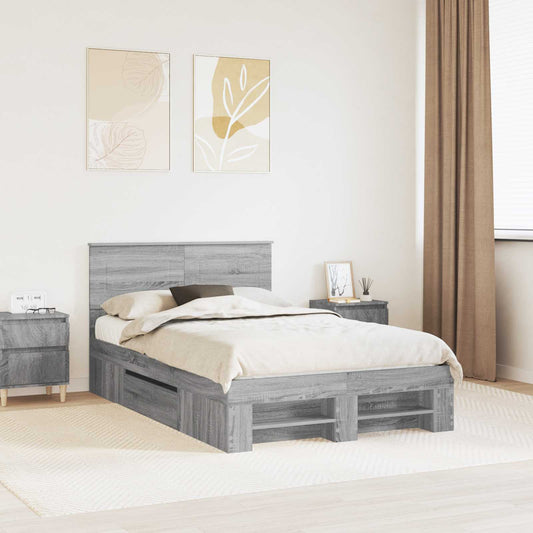 Struttura del letto con testiera Grigio Sonoma 120 x 200 cm | homemem39