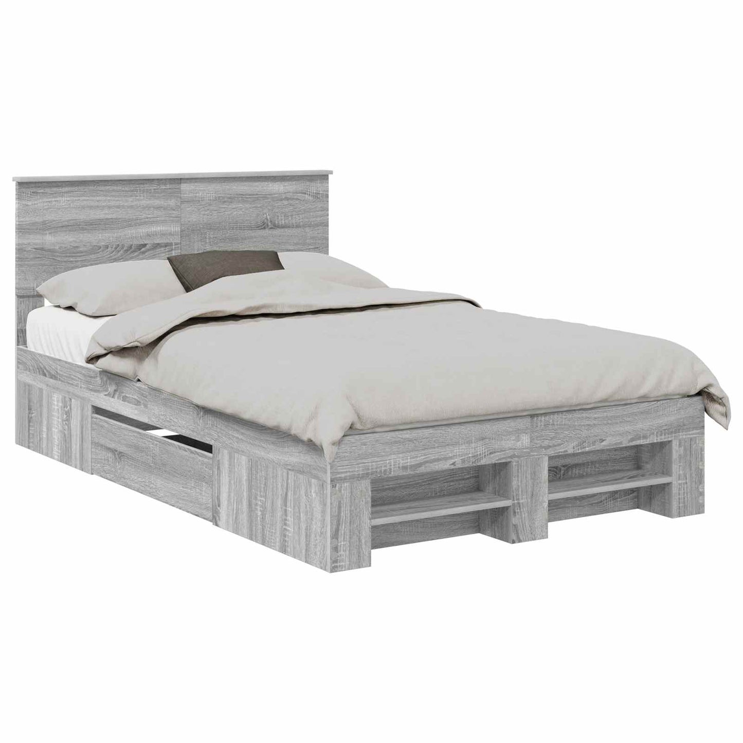 Struttura del letto con testiera Grigio Sonoma 120 x 200 cm | homemem39