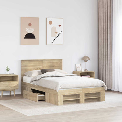 Struttura del letto con testiera Rovere Sonoma 120 x 200 cm