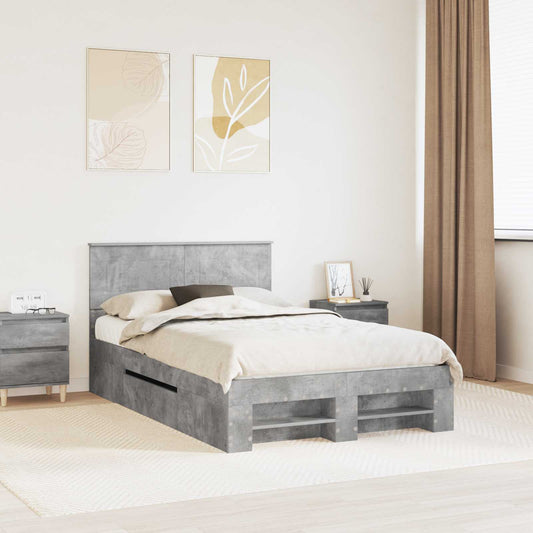 Struttura del letto con testiera Grigio cemento 120 x 200 cm