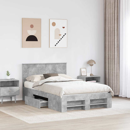 Struttura del letto con testiera Grigio cemento 120 x 200 cm