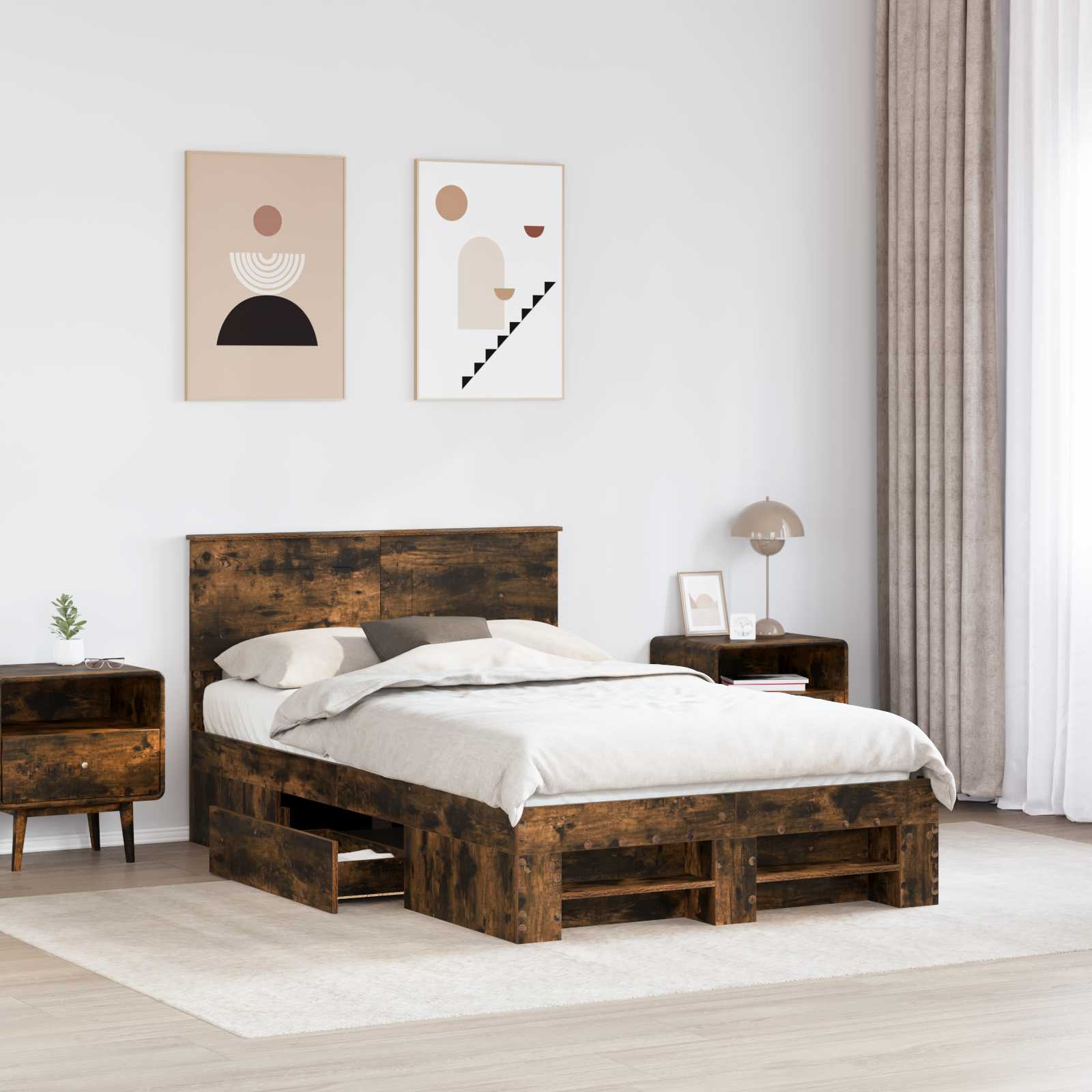Struttura del letto Rovere fumé 120 x 200 cm Legno multistrato | homemem39