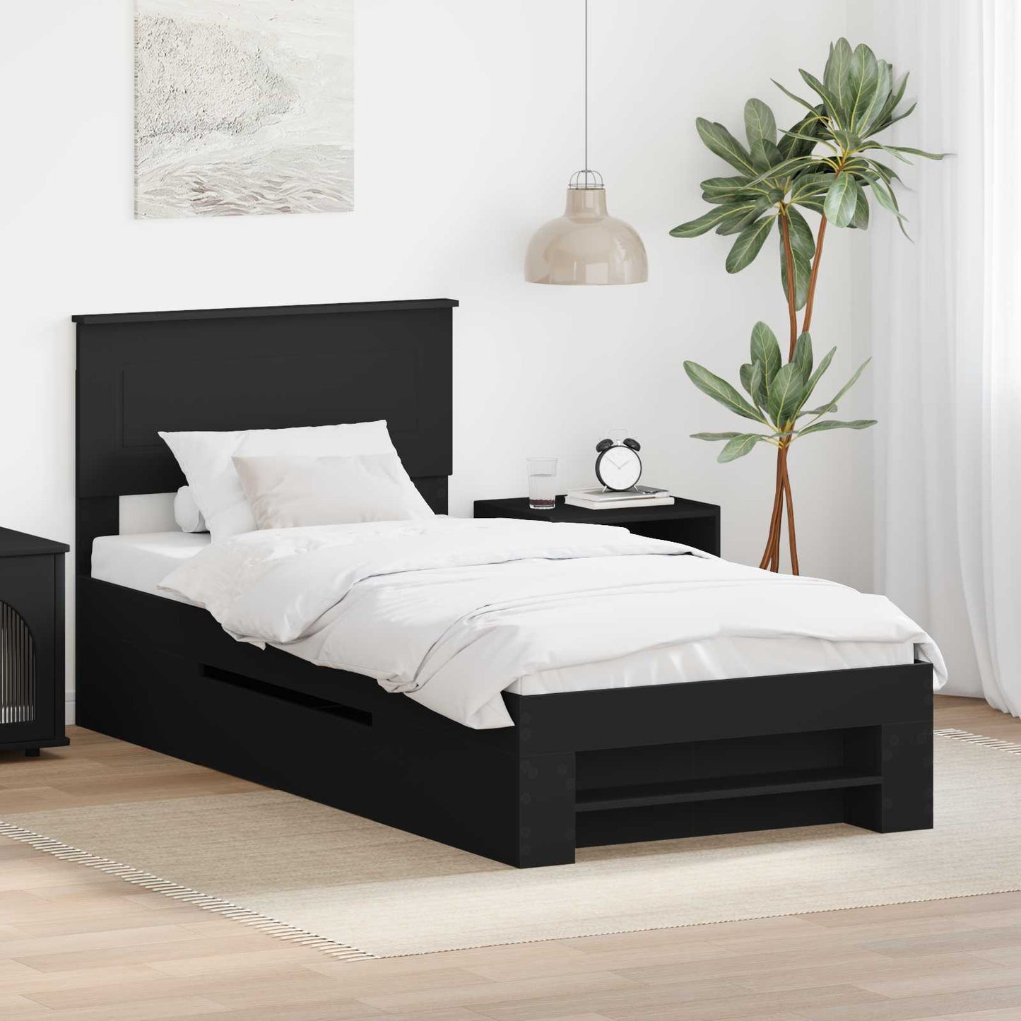 Struttura del letto Nero 90 x 200 cm Legno multistrato | homemem39