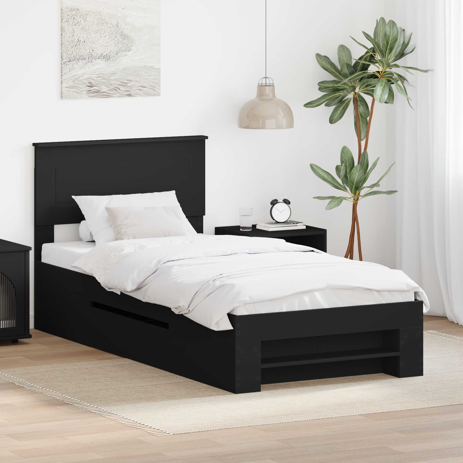 Struttura del letto Nero 90 x 200 cm Legno multistrato | homemem39