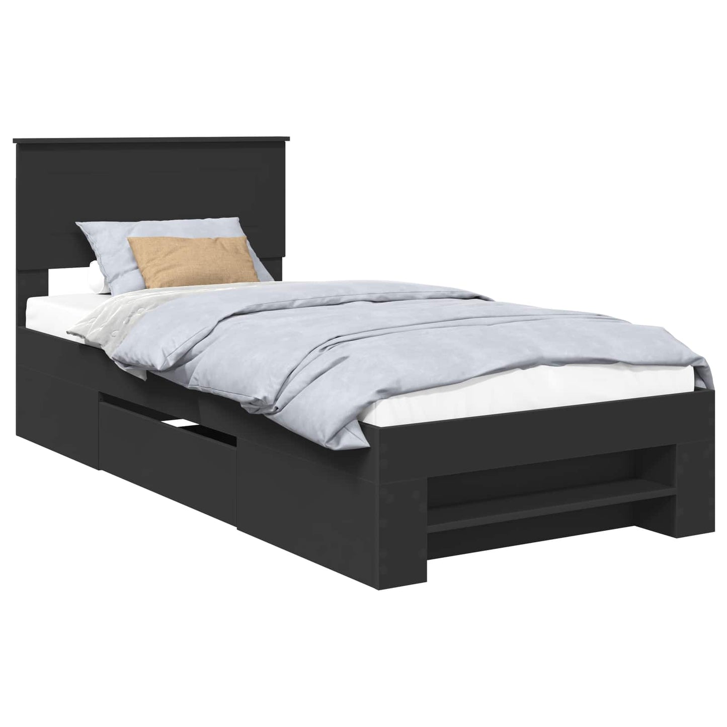 Struttura del letto Nero 90 x 200 cm Legno multistrato | homemem39