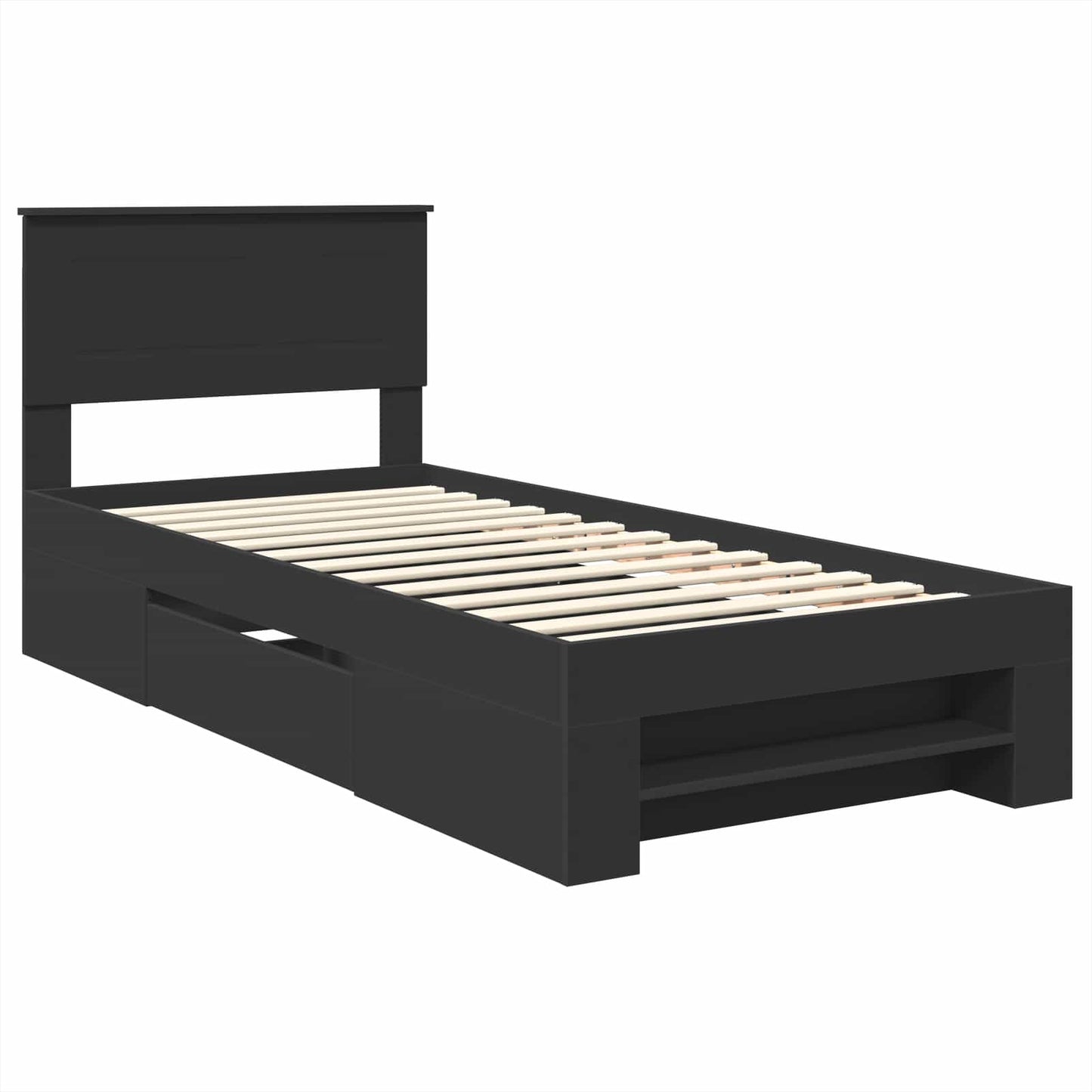 Struttura del letto Nero 90 x 200 cm Legno multistrato | homemem39
