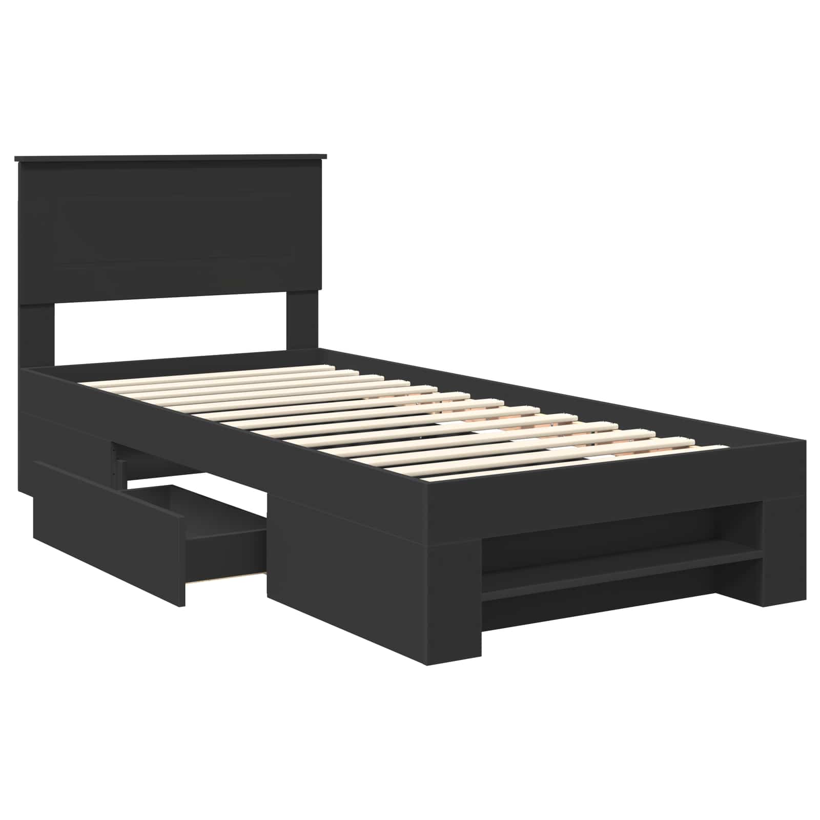 Struttura del letto Nero 90 x 200 cm Legno multistrato | homemem39