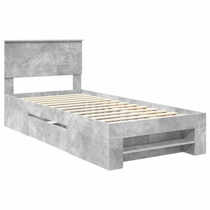 Struttura del letto con testiera Grigio cemento 90 x 200 cm