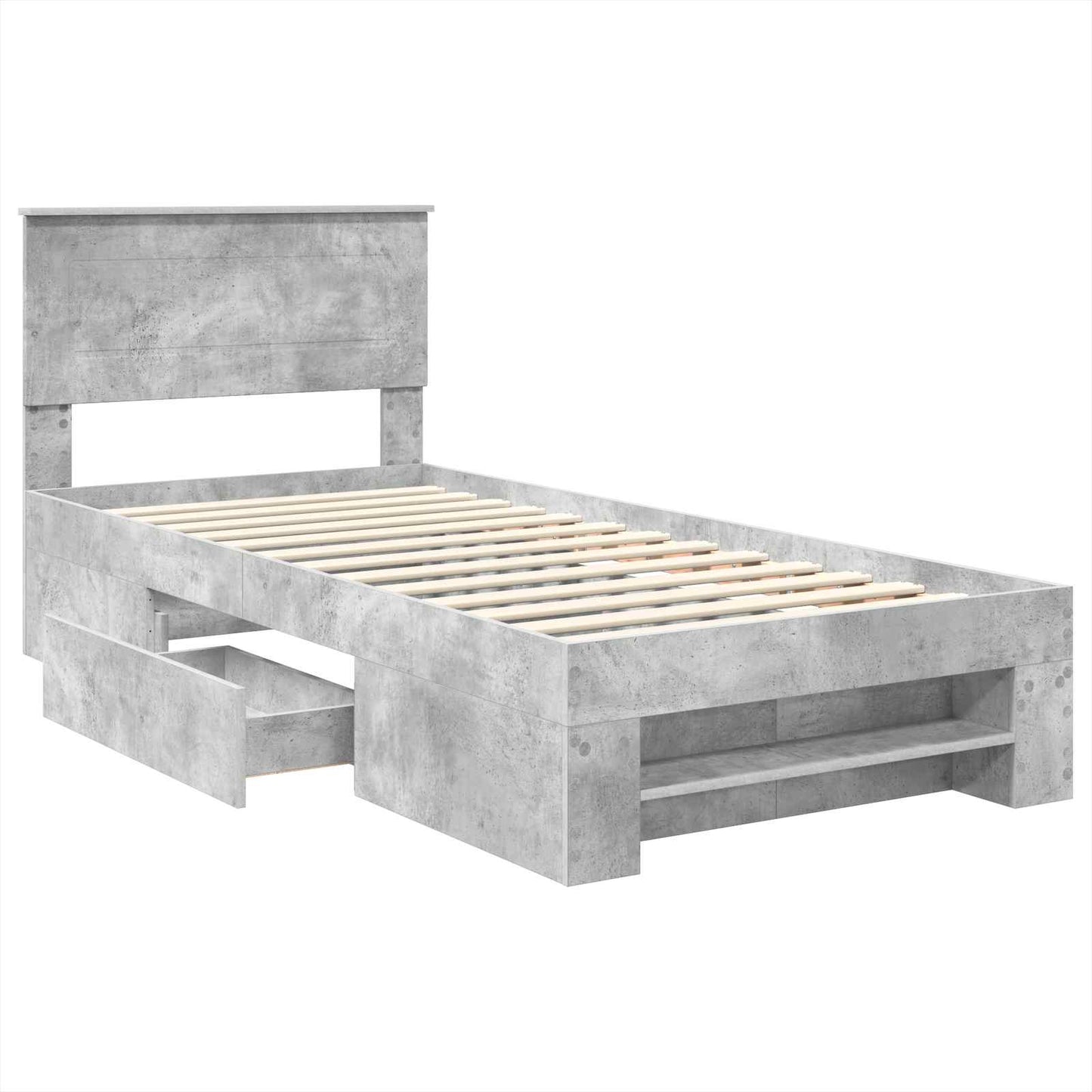 Struttura del letto con testiera Grigio cemento 90 x 200 cm