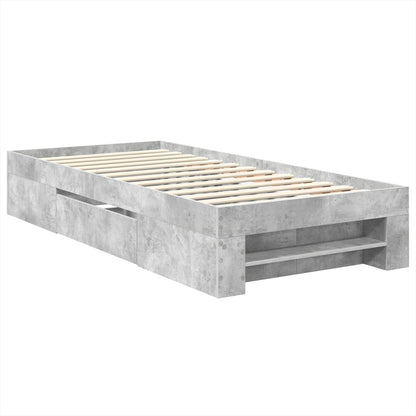 Struttura del letto con testiera Grigio cemento 90 x 200 cm