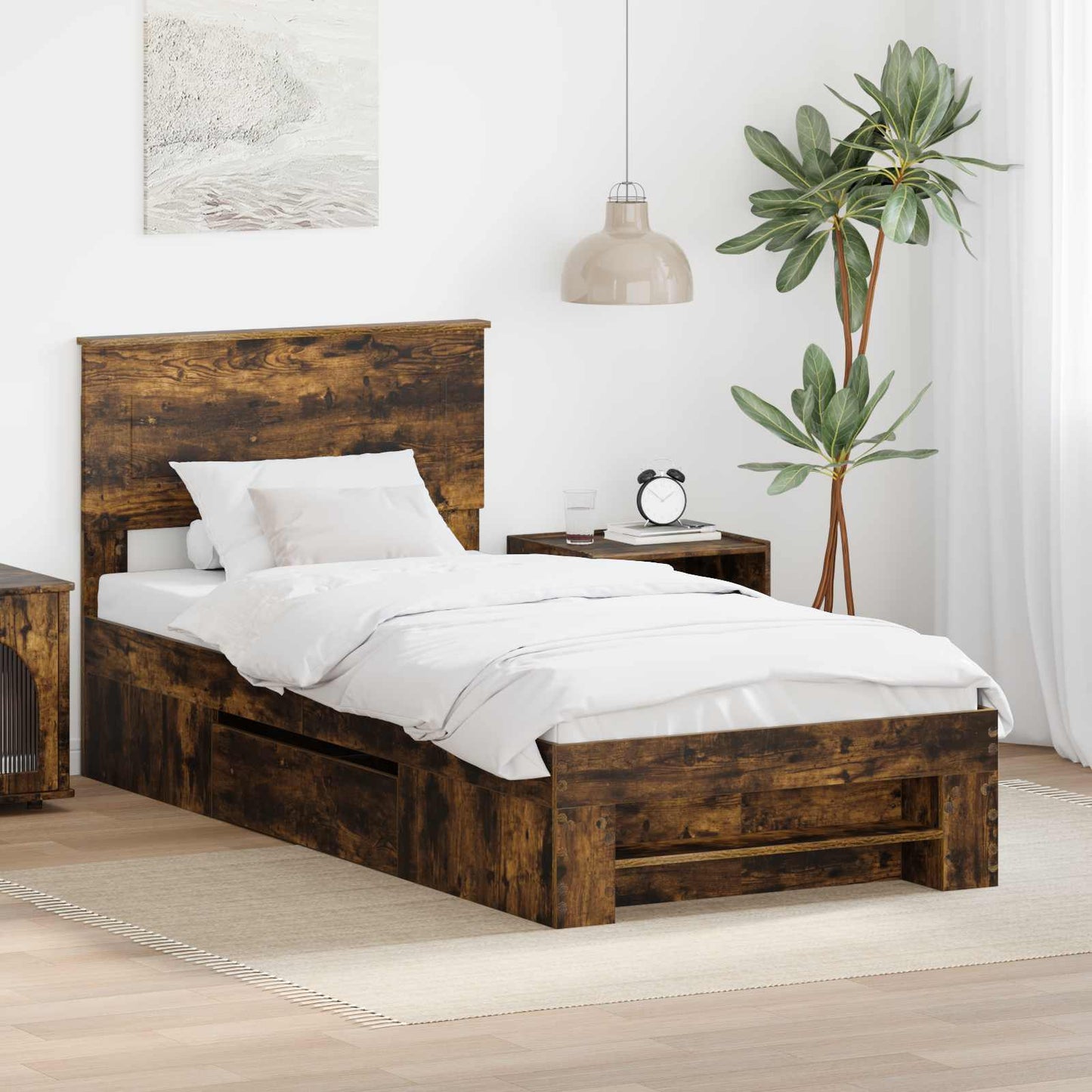 Struttura del letto Rovere fumé 90 x 200 cm Legno multistrato