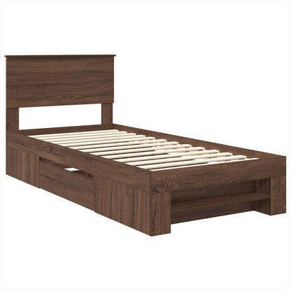 Struttura del letto con testiera Rovere Marrone 90 x 200 cm