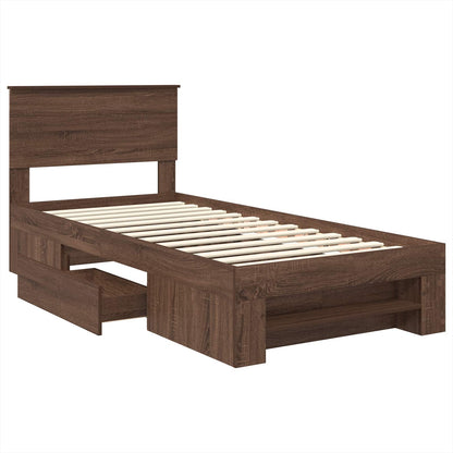 Struttura del letto con testiera Rovere Marrone 90 x 200 cm