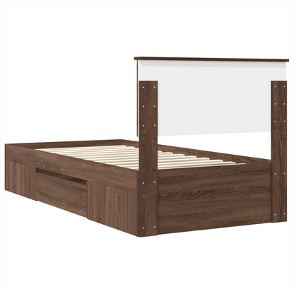 Struttura del letto con testiera Rovere Marrone 90 x 200 cm