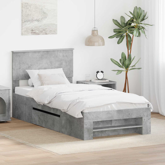 Struttura del letto con testiera Grigio cemento 80 x 200 cm