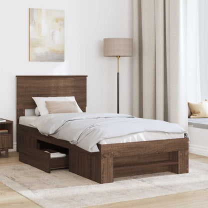 Struttura del letto con testiera Rovere Marrone 80 x 200 cm