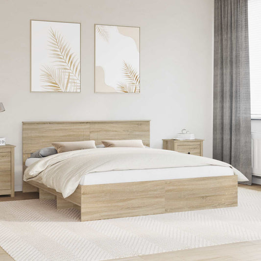 Struttura del letto con testiera Rovere Sonoma 200 x 200 cm