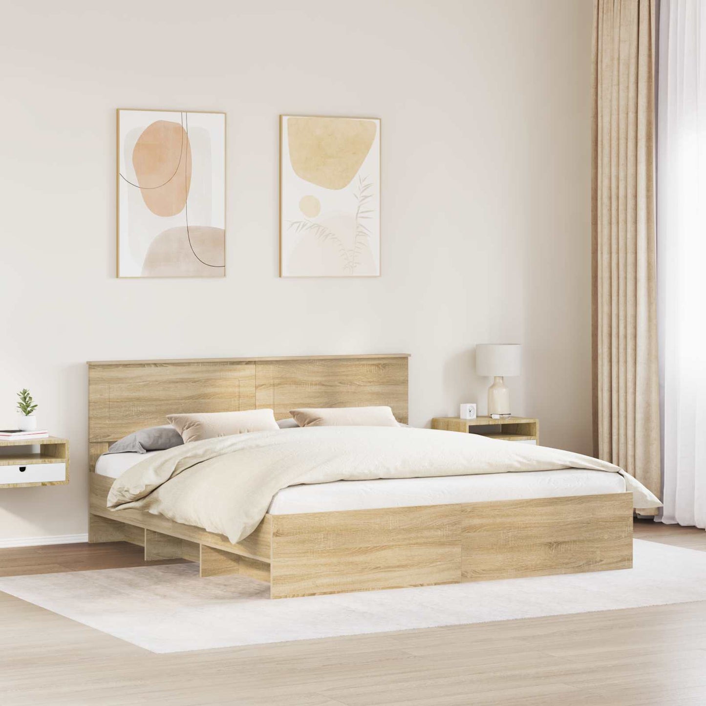 Struttura del letto con testiera Rovere Sonoma 200 x 200 cm