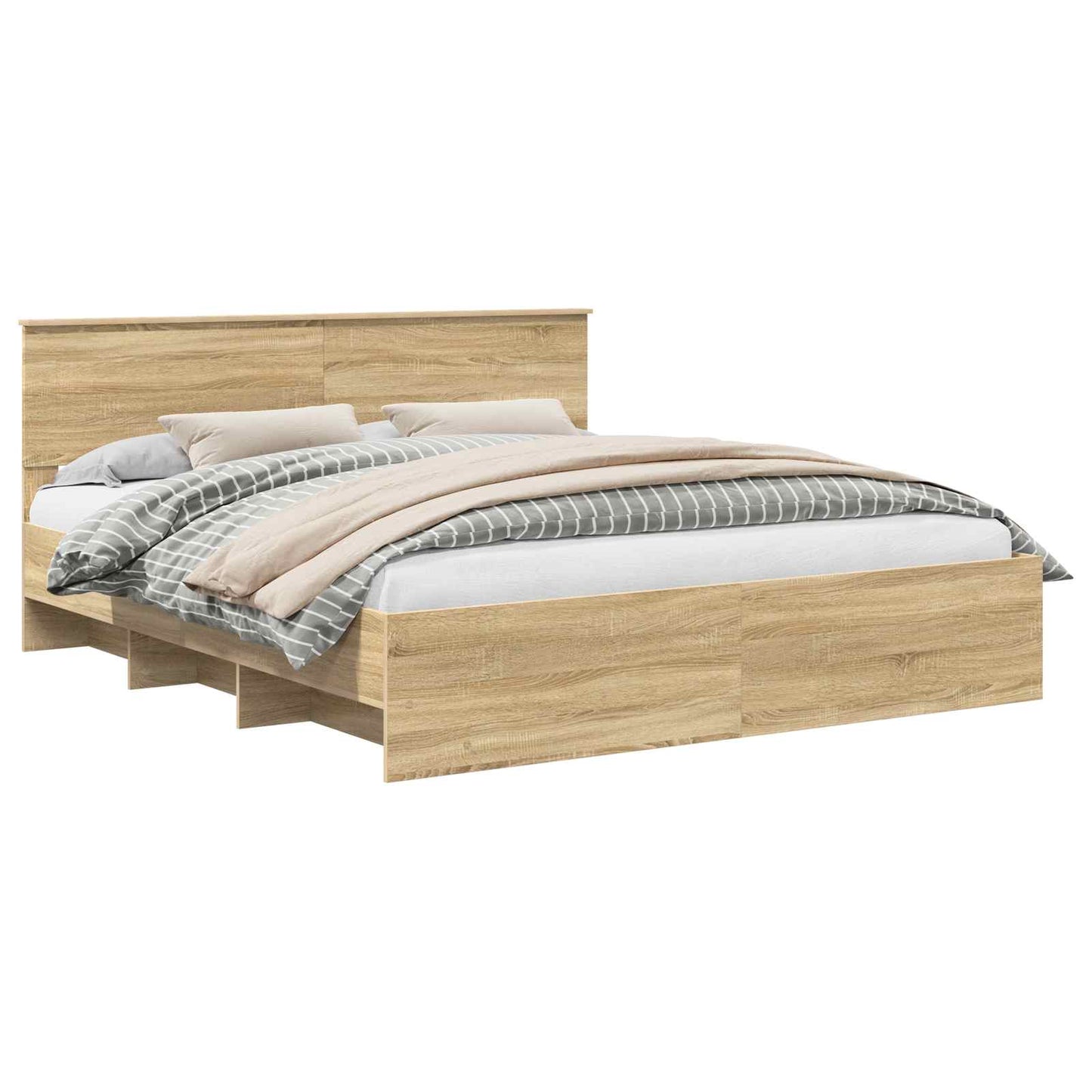 Struttura del letto con testiera Rovere Sonoma 200 x 200 cm