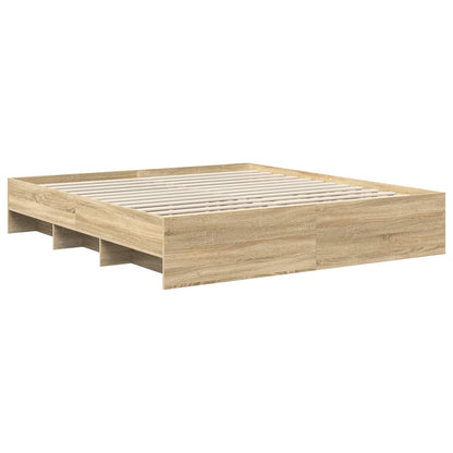 Struttura del letto con testiera Rovere Sonoma 200 x 200 cm