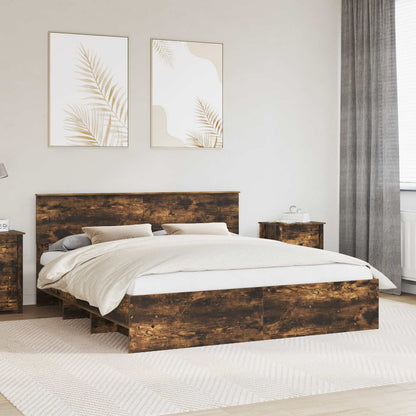 Struttura del letto Rovere fumé 200 x 200 cm Legno multistrato