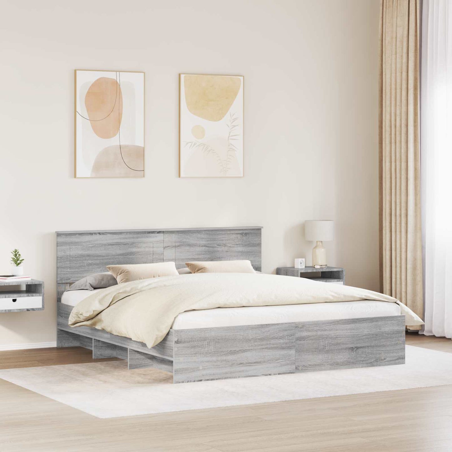Struttura del letto con testiera Grigio Sonoma 200 x 200 cm | homemem39