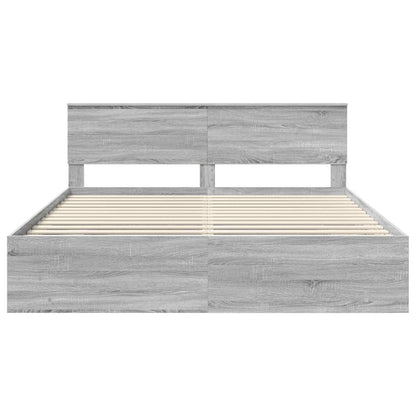 Struttura del letto con testiera Grigio Sonoma 200 x 200 cm | homemem39