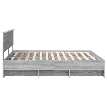 Struttura del letto con testiera Grigio Sonoma 200 x 200 cm | homemem39