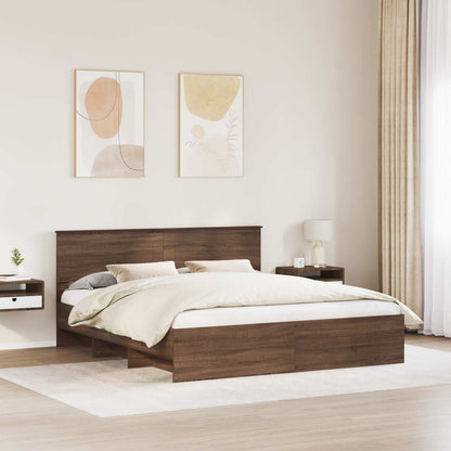 Struttura del letto con testiera Rovere Marrone 200 x 200 cm | homemem39