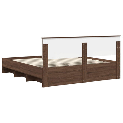 Struttura del letto con testiera Rovere Marrone 200 x 200 cm | homemem39