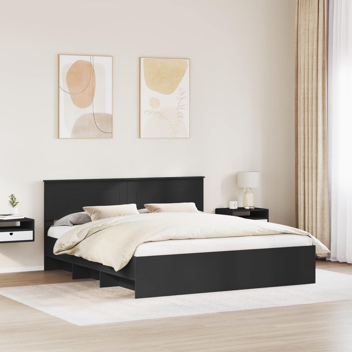 Struttura del letto Nero 180 x 200 cm Legno multistrato | homemem39