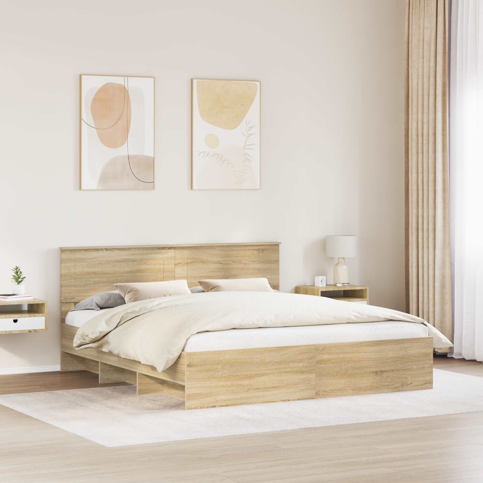 Struttura del letto con testiera Rovere Sonoma 180 x 200 cm | homemem39