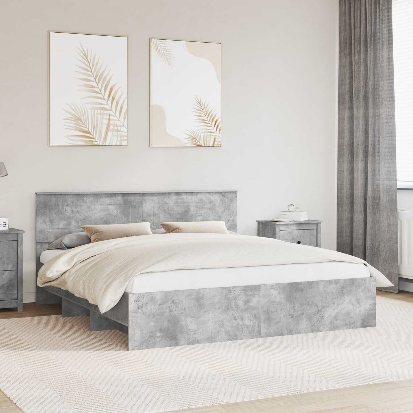 Struttura del letto con testiera Grigio cemento 180 x 200 cm | homemem39