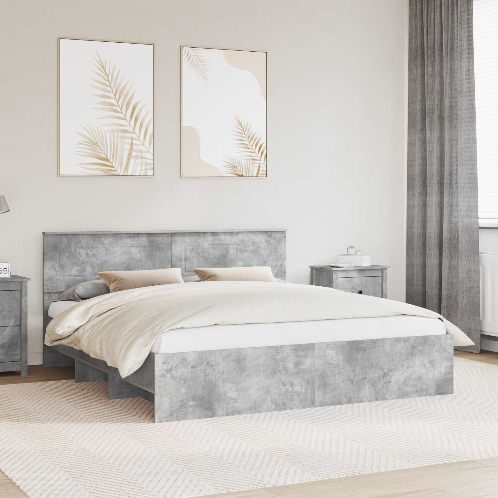 Struttura del letto con testiera Grigio cemento 180 x 200 cm | homemem39