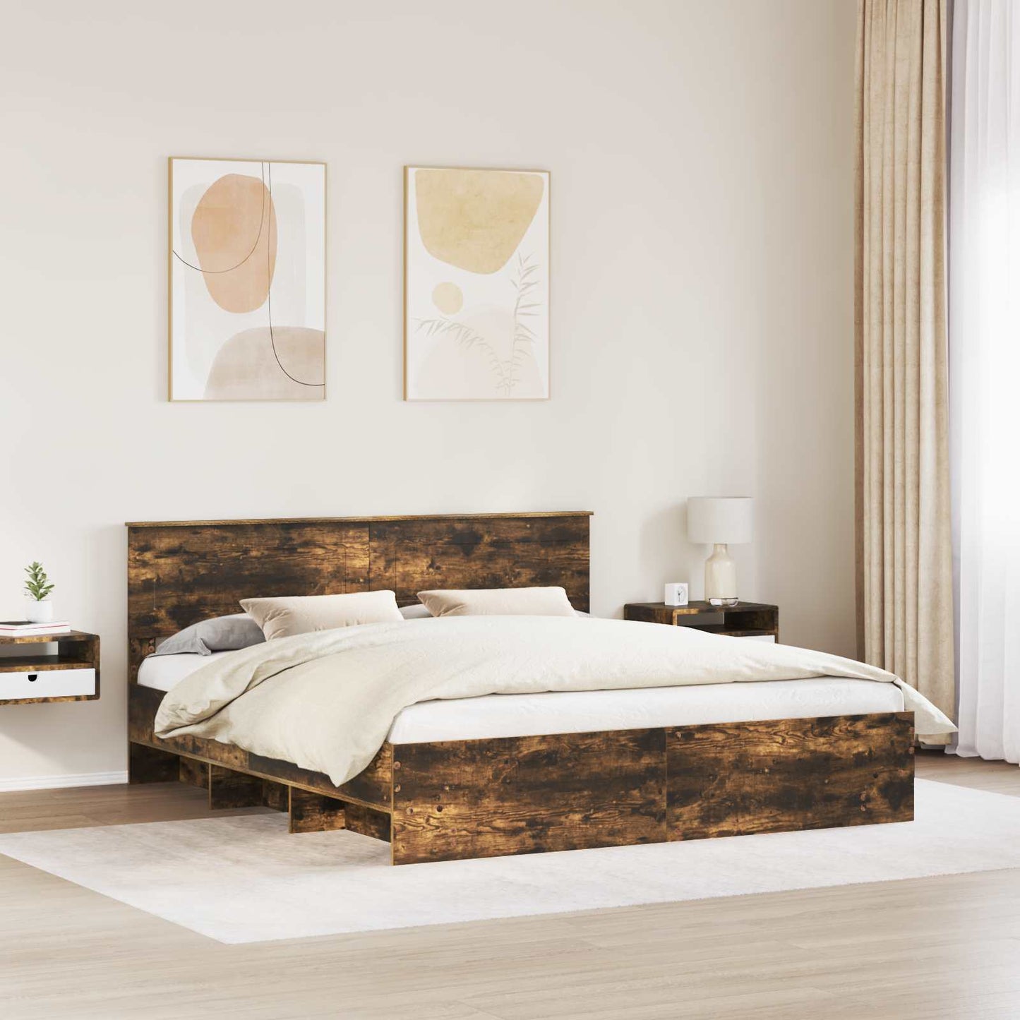 Struttura del letto Rovere fumé 180 x 200 cm Legno multistrato | homemem39