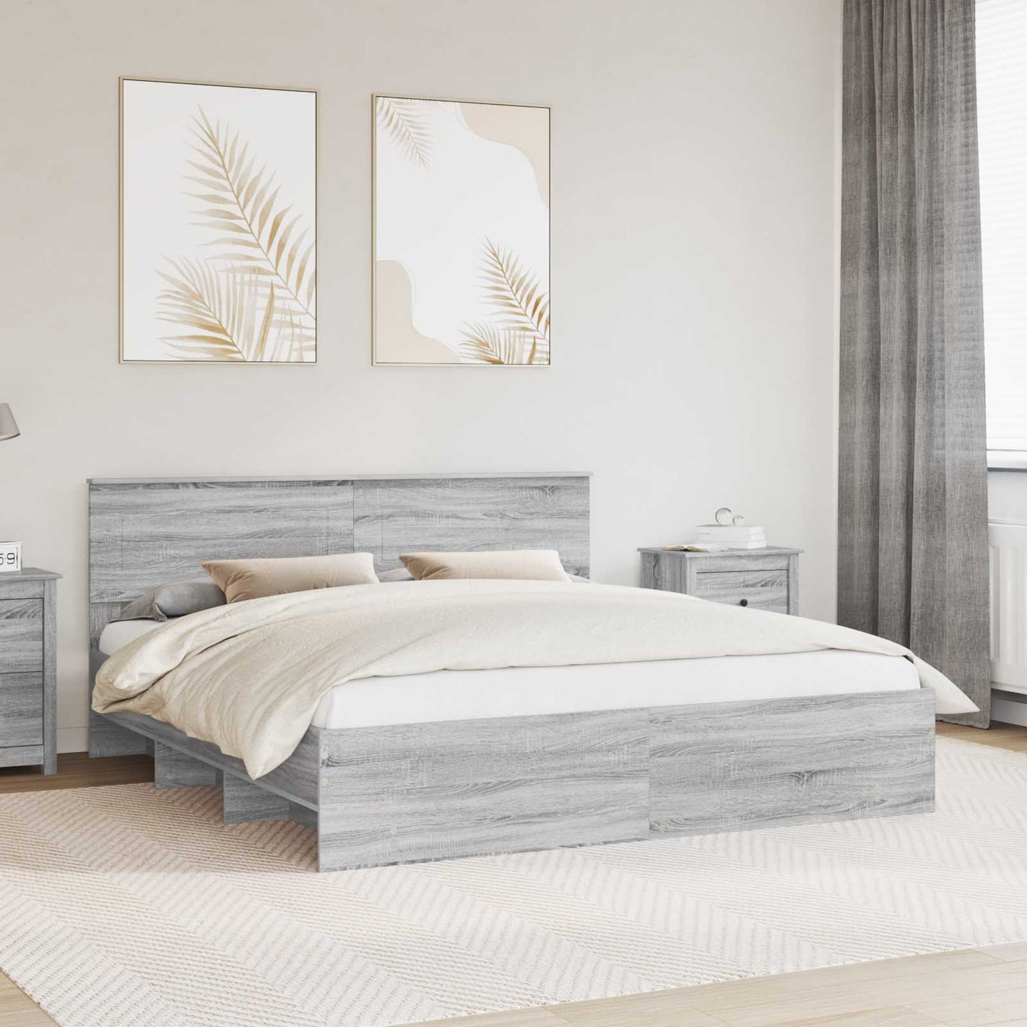 Struttura del letto con testiera Grigio Sonoma 180 x 200 cm