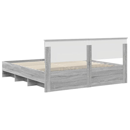 Struttura del letto con testiera Grigio Sonoma 180 x 200 cm | homemem39
