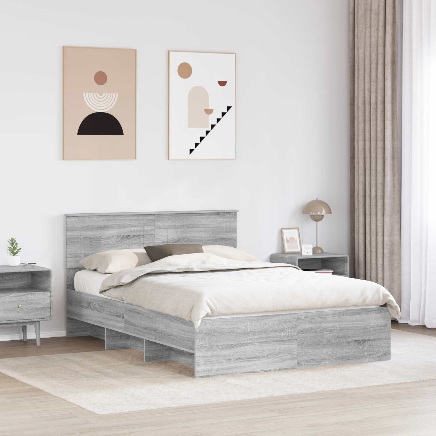 Struttura del letto con testiera Grigio Sonoma 160 x 200 cm