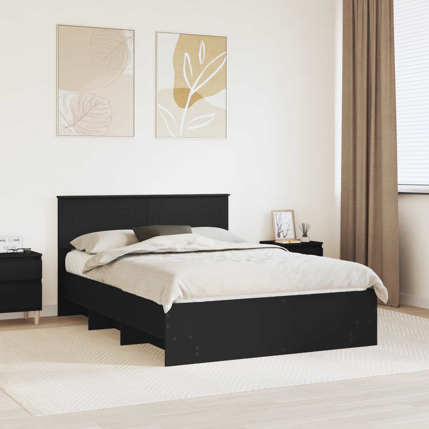 Struttura del letto Nero 140 x 200 cm Legno multistrato